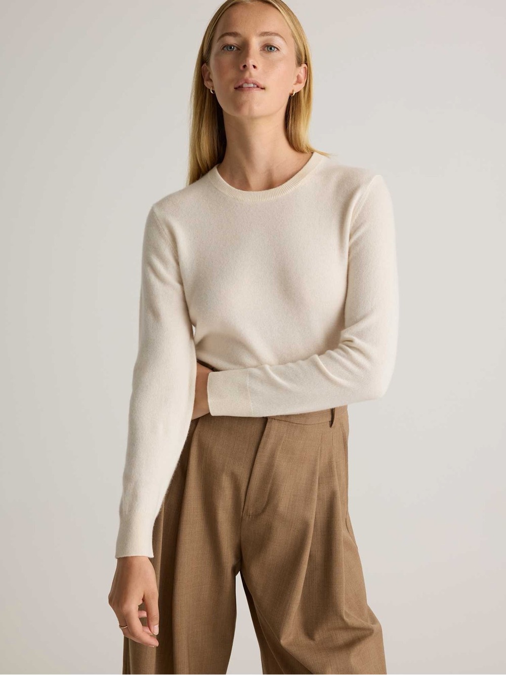 Quince Mongolian Cashmere Crewneck Sweater - Ivory